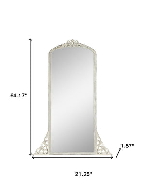 HomeRoots Brown Freestanding Ornate Accent Mirror - Elegant Arched Design in Durable Aluminum Frame for Home Decor 708742