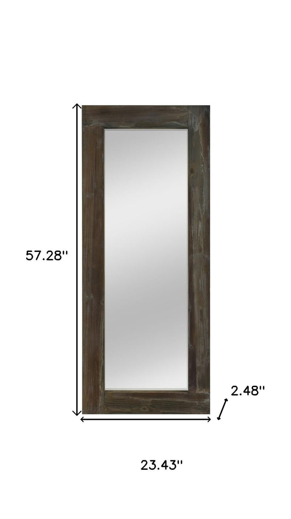 HomeRoots Brown Wood Freestanding Ornate Framed Accent Mirror – Elegant Design for Any Room's Décor Boost 708743