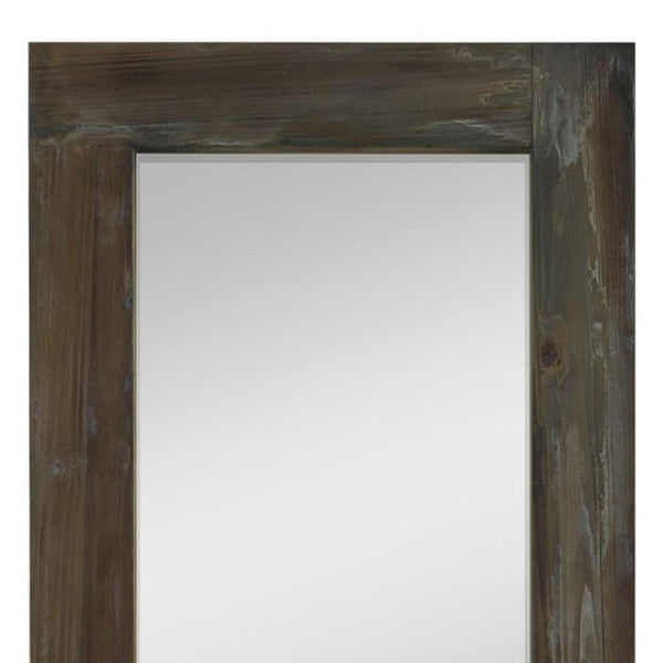 HomeRoots Brown Wood Freestanding Ornate Framed Accent Mirror – Elegant Design for Any Room's Décor Boost 708743