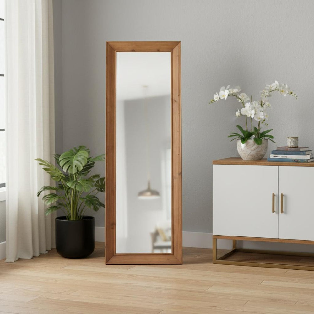 HomeRoots Gold Freestanding Ornate Framed Accent Mirror - Elegantly Brighten Any Space with Full-Length Reflection 708744