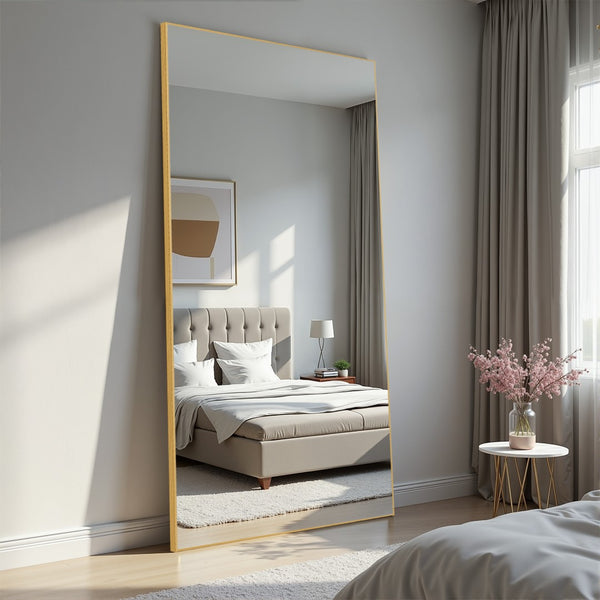 HomeRoots Black Freestanding Ornate Framed Accent Mirror - Elegant Full-Length Reflection for Any Room Style 708745