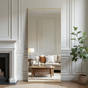 HomeRoots Black Freestanding Ornate Framed Accent Mirror - Elegant Full-Length Reflection for Any Room Style 708745