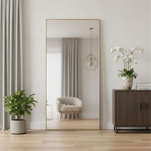 HomeRoots Black Freestanding Ornate Framed Accent Mirror - Elegant Full-Length Reflection for Any Room Style 708745