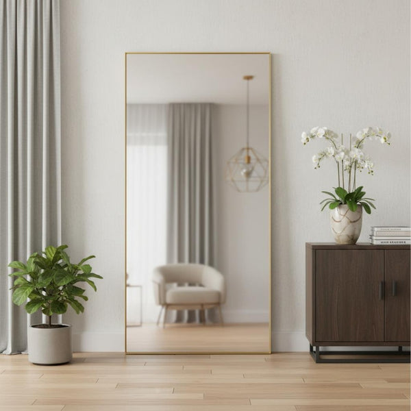HomeRoots Black Freestanding Ornate Framed Accent Mirror - Elegant Full-Length Reflection for Any Room Style 708745