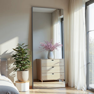 HomeRoots Black Aluminum Arch Accent Mirror - Freestanding Ornate Frame for Stylish Entryways & Bedrooms 708746