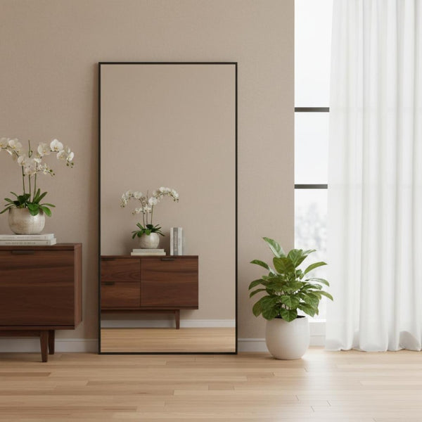 HomeRoots Black Aluminum Arch Accent Mirror - Freestanding Ornate Frame for Stylish Entryways & Bedrooms 708746