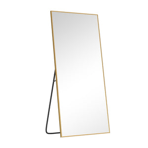 HomeRoots Gold Freestanding Ornate Accent Mirror - Elegant Aluminum Frame, Premium Glass, Versatile Decor Piece 708748