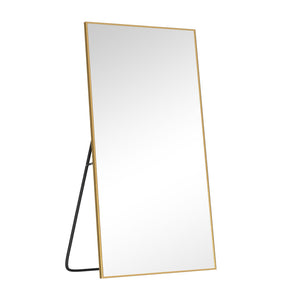 HomeRoots Gold Freestanding Arch Mirror with Ornate Frame - Modern Metallic Accent for Elegant Interiors 708749