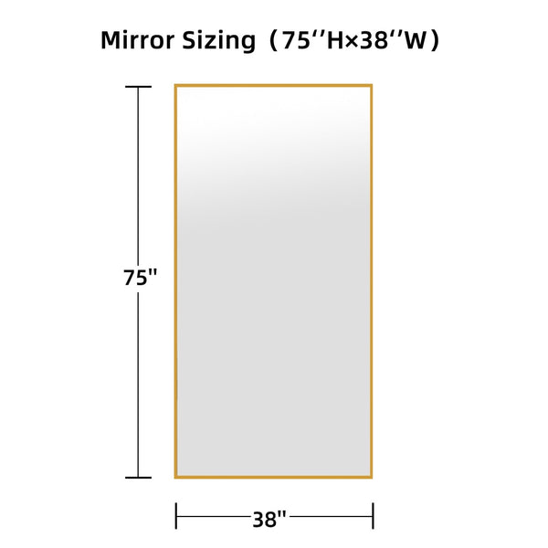 HomeRoots Gold Freestanding Arch Mirror with Ornate Frame - Modern Metallic Accent for Elegant Interiors 708749