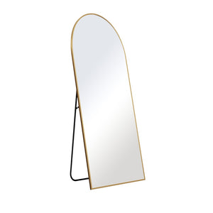 HomeRoots Black Arched Freestanding Accent Mirror with Ornate Frame - Elevate Your Space with Style & Elegance 708750