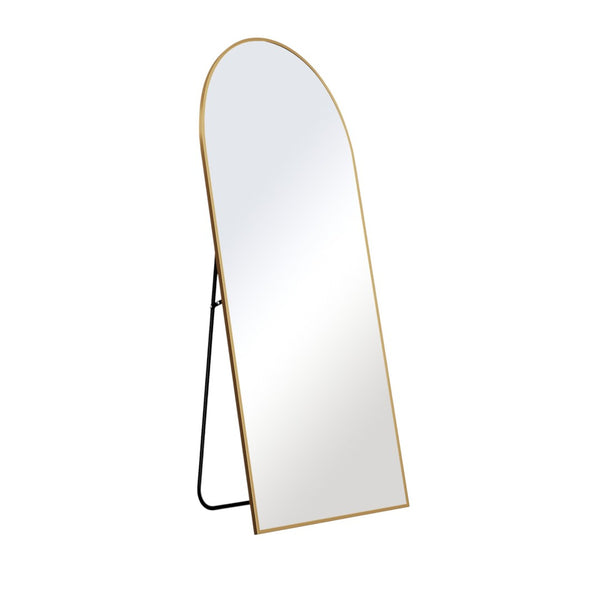 HomeRoots Black Arched Freestanding Accent Mirror with Ornate Frame - Elevate Your Space with Style & Elegance 708750