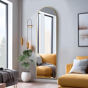 HomeRoots Black Arched Freestanding Accent Mirror with Ornate Frame - Elevate Your Space with Style & Elegance 708750