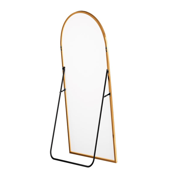 HomeRoots Black Arched Freestanding Accent Mirror with Ornate Frame - Elevate Your Space with Style & Elegance 708750