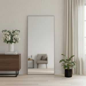 HomeRoots Black Aluminum Arch Mirror - Full Length, Freestanding or Wall-Mounted, Elegant Design for Any Space 708752