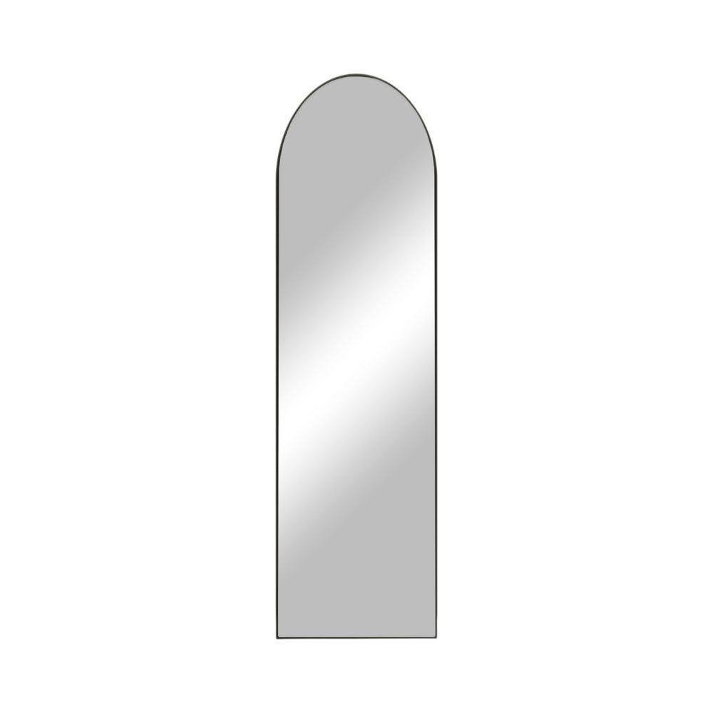 HomeRoots Black Arched Freestanding Accent Mirror with Ornate Frame - Modern Aluminum Design for Any Room 708753