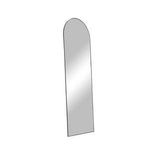 HomeRoots Black Arched Freestanding Accent Mirror with Ornate Frame - Modern Aluminum Design for Any Room 708753