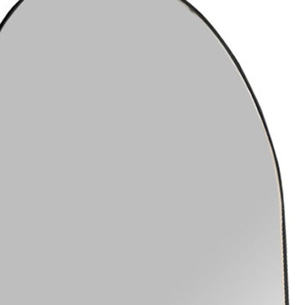 HomeRoots Black Arched Freestanding Accent Mirror with Ornate Frame - Modern Aluminum Design for Any Room 708753