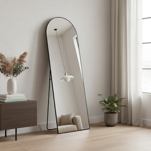 HomeRoots Gold Aluminum Arch Mirror – Elegant Freestanding Accent with Ornate Frame for Home Décor & Style 708754