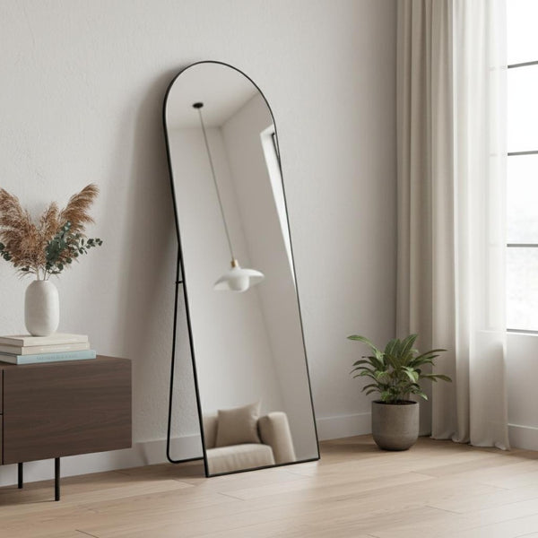 HomeRoots Gold Aluminum Arch Mirror – Elegant Freestanding Accent with Ornate Frame for Home Décor & Style 708754