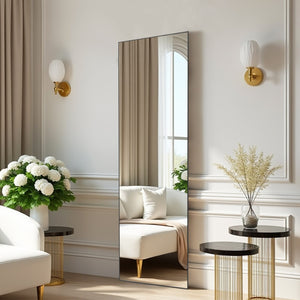 HomeRoots Black Aluminum Freestanding Ornate Framed Full-Length Mirror - Elegant Accent for Any Room 708757