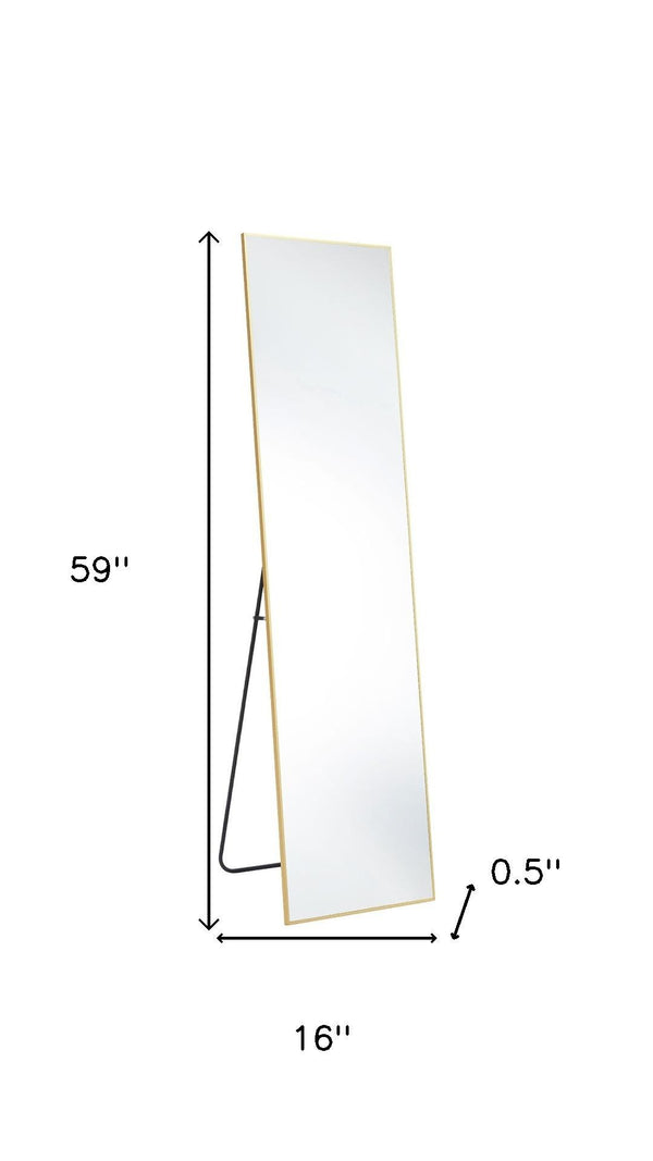 HomeRoots Gold Freestanding Ornate Accent Mirror - Elegant Aluminum Frame for Bedrooms, Entryways & More 708759