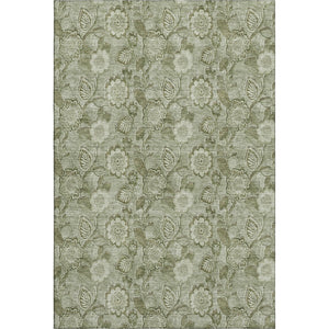 HomeRoots 5' X 8' Stylish Artichoke Green Floral Area Rug - Washable, UV-Protected & Pet-Friendly Design! 708762