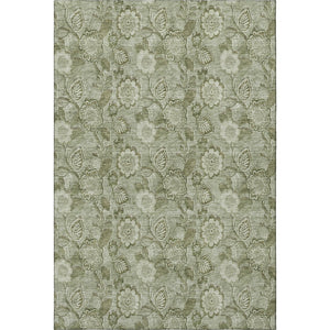 HomeRoots 5' X 8' Stylish Artichoke Green Floral Area Rug - Washable, UV-Protected & Pet-Friendly Design! 708762