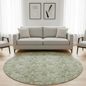 HomeRoots 8' X 10' Washable Floral Area Rug in Artichoke & Fern Green – UV Protected, Durable & Stylish! 708764