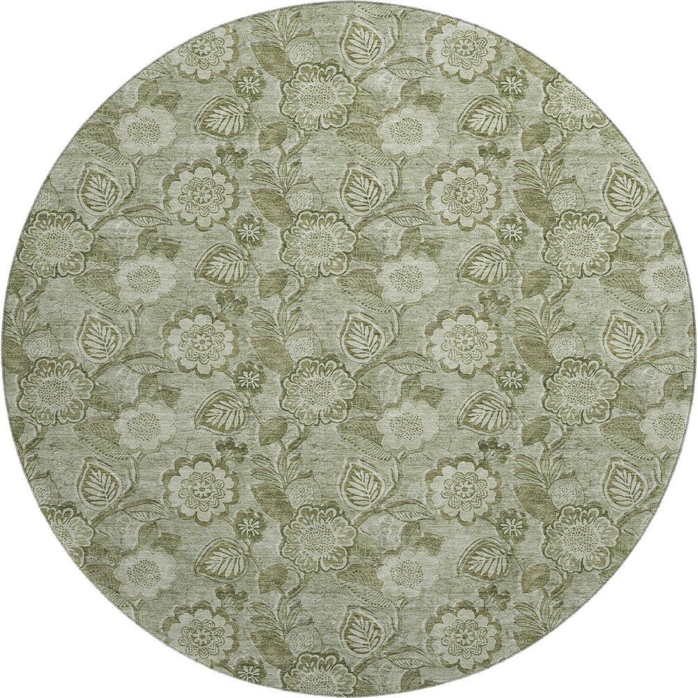 HomeRoots 8' X 10' Washable Floral Area Rug in Artichoke & Fern Green – UV Protected, Durable & Stylish! 708764