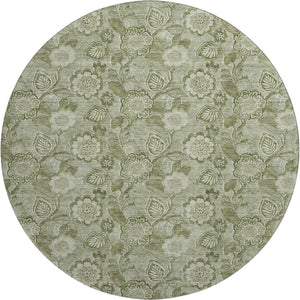 HomeRoots 8' X 10' Washable Floral Area Rug in Artichoke & Fern Green – UV Protected, Durable & Stylish! 708764
