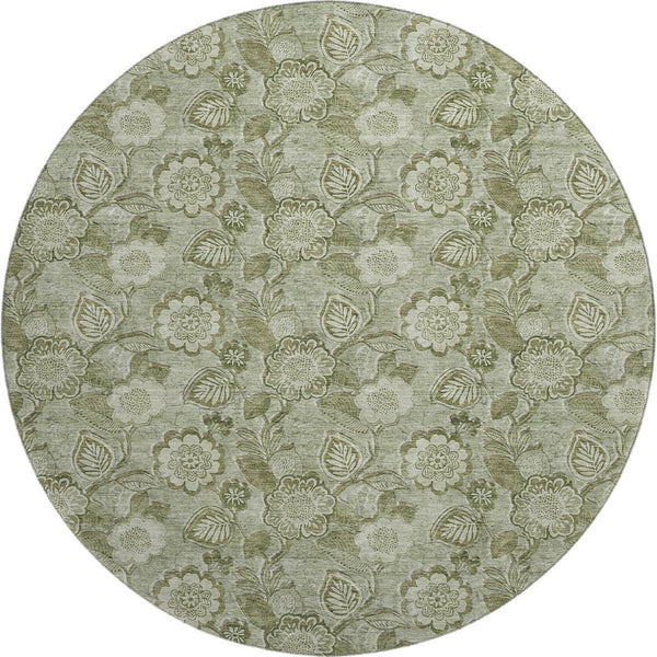 HomeRoots 8' X 10' Washable Floral Area Rug in Artichoke & Fern Green – UV Protected, Durable & Stylish! 708764