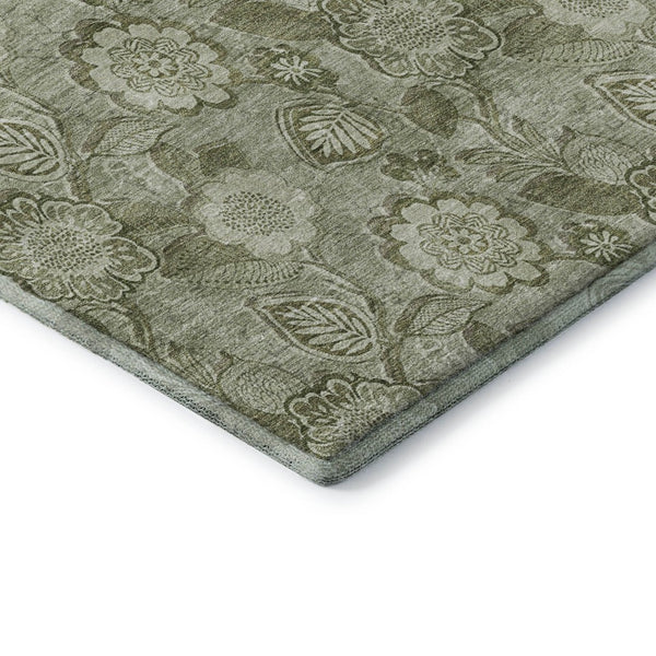 HomeRoots 8' X 10' Washable Floral Area Rug in Artichoke & Fern Green – UV Protected, Durable & Stylish! 708764