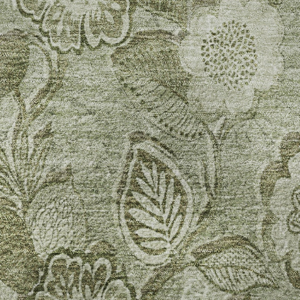 HomeRoots 8' X 10' Washable Floral Area Rug in Artichoke & Fern Green – UV Protected, Durable & Stylish! 708764