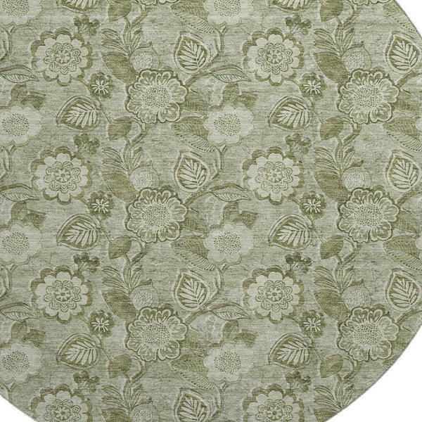 HomeRoots 8' X 10' Washable Floral Area Rug in Artichoke & Fern Green – UV Protected, Durable & Stylish! 708764