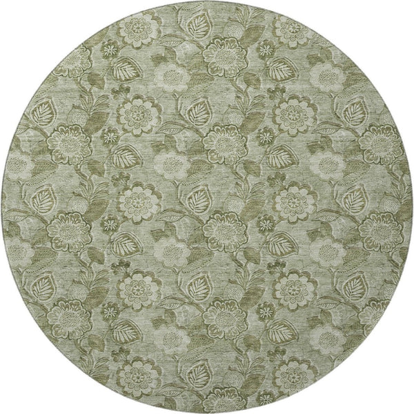 HomeRoots 8' X 10' Washable Floral Area Rug in Artichoke & Fern Green – UV Protected, Durable & Stylish! 708764