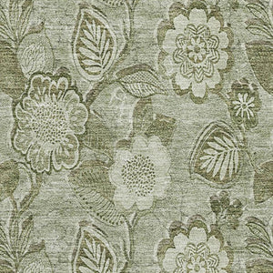 HomeRoots 9' X 12' Oversized Floral Area Rug in Artichoke & Fern Green – Washable, UV Protected, Durable Design 708765