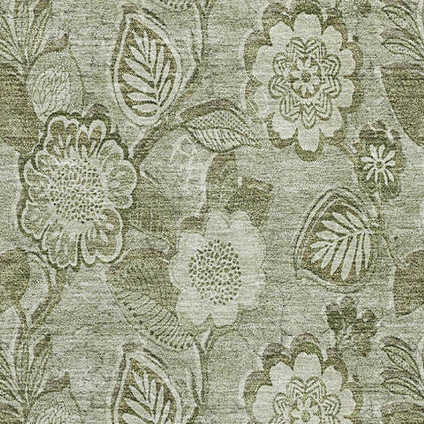 HomeRoots 9' X 12' Oversized Floral Area Rug in Artichoke & Fern Green – Washable, UV Protected, Durable Design 708765