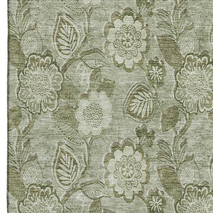 HomeRoots 9' X 12' Oversized Floral Area Rug in Artichoke & Fern Green – Washable, UV Protected, Durable Design 708765
