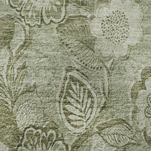 HomeRoots 10' Floral Washable Area Rug in Artichoke & Fern Green - UV Protected, Stain Resistant, Non-Slip Design 708766