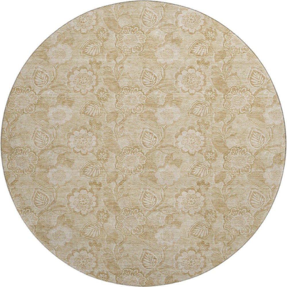 HomeRoots 8' X 10' Washable Floral Area Rug in Beige & Tan - Durable, UV Protected, Perfect for Family Spaces! 708770