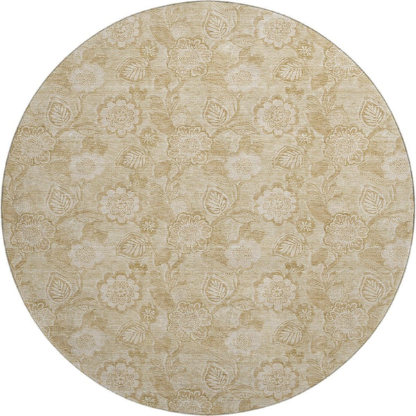 HomeRoots 8' X 10' Washable Floral Area Rug in Beige & Tan - Durable, UV Protected, Perfect for Family Spaces! 708770