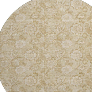 HomeRoots 8' X 10' Washable Floral Area Rug in Beige & Tan - Durable, UV Protected, Perfect for Family Spaces! 708770