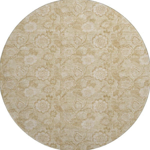 HomeRoots 8' X 10' Washable Floral Area Rug in Beige & Tan - Durable, UV Protected, Perfect for Family Spaces! 708770