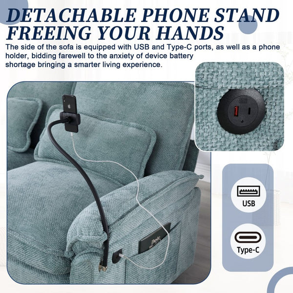 English Elm United We Win 106" U-Shaped Sectional Sofa With Ottoman, Usb Ports & Dual Side Pockets For Comfort W1568S00230-GIGA