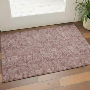 HomeRoots 5' X 8' Blush Floral Area Rug - Durable, Washable Design with UV Protection for High-Traffic Areas 708774