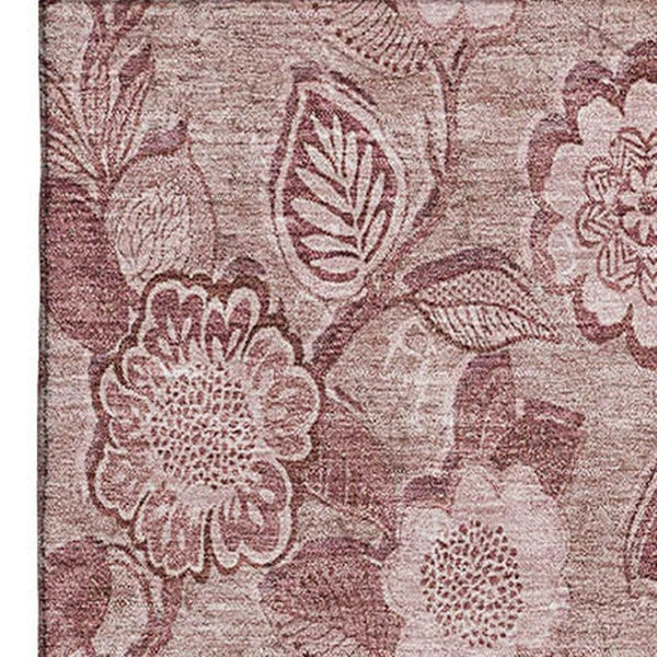HomeRoots 8' Blush and Pink Floral Washable Round Rug - UV Protected, Stain Resistant & Family-Friendly Decor! 708775