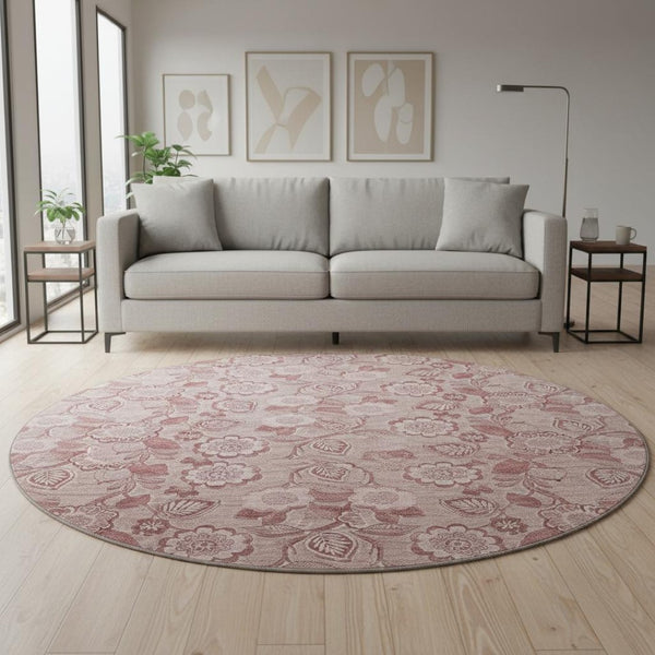 HomeRoots 8' X 10' Blush Floral Washable Area Rug with UV Protection - Stylish, Stain-Resistant & Non-Slip! 708776