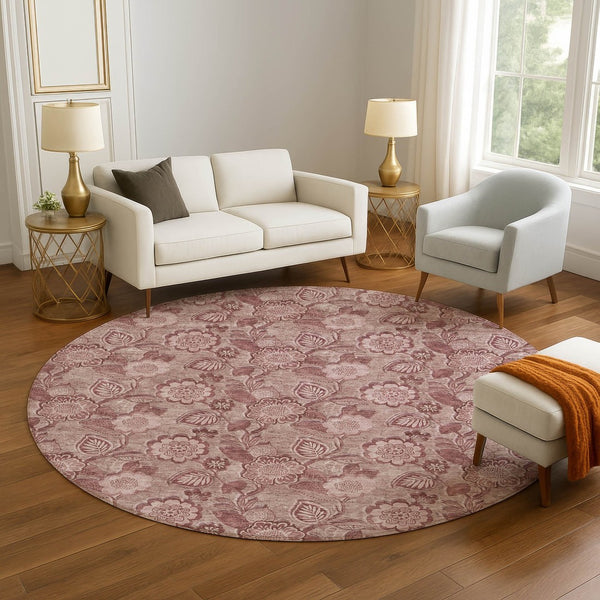 HomeRoots 8' X 10' Blush Floral Washable Area Rug with UV Protection - Stylish, Stain-Resistant & Non-Slip! 708776