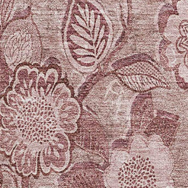 HomeRoots 9' X 12' Blush & Pink Floral Area Rug - Washable, UV-Protected, Stain-Resistant, Non-Slip Design 708777