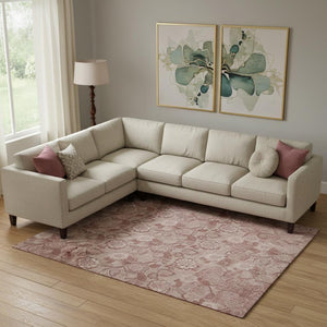 HomeRoots 10' X 14' Blush Pink Floral Area Rug - Washable, UV Protected, Durable & Stylish for Any Room 708778